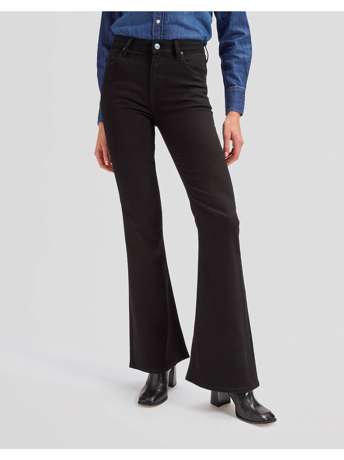 Lee Gallabuxur Breese Flare, Black Rinse, framan