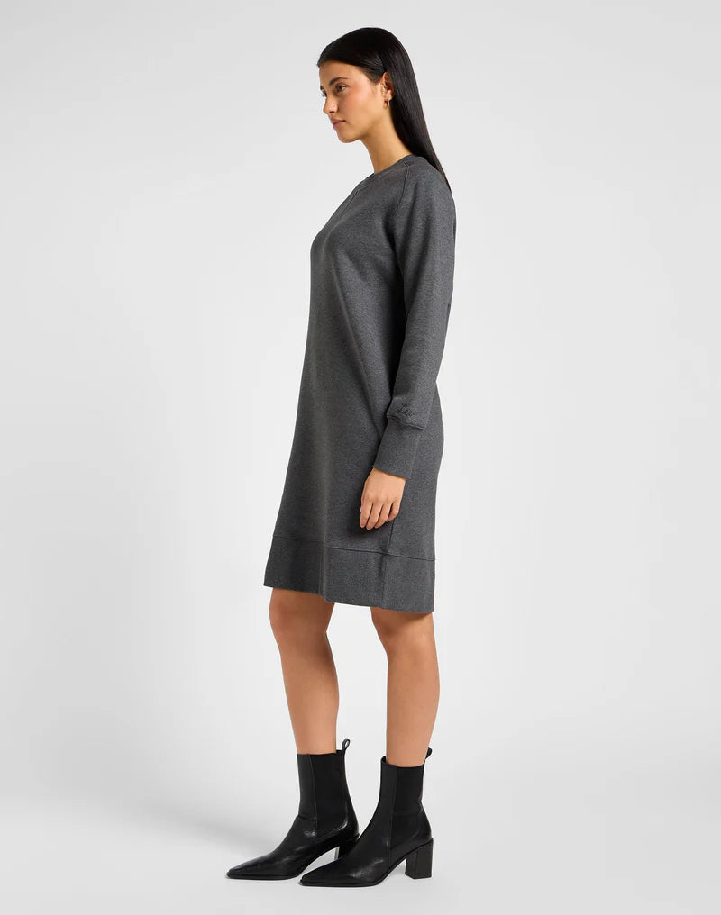 RAGLAN SWEATSHIRT DRESS CHARCOAL Kjóll