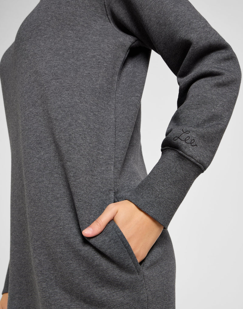 RAGLAN SWEATSHIRT DRESS CHARCOAL Kjóll