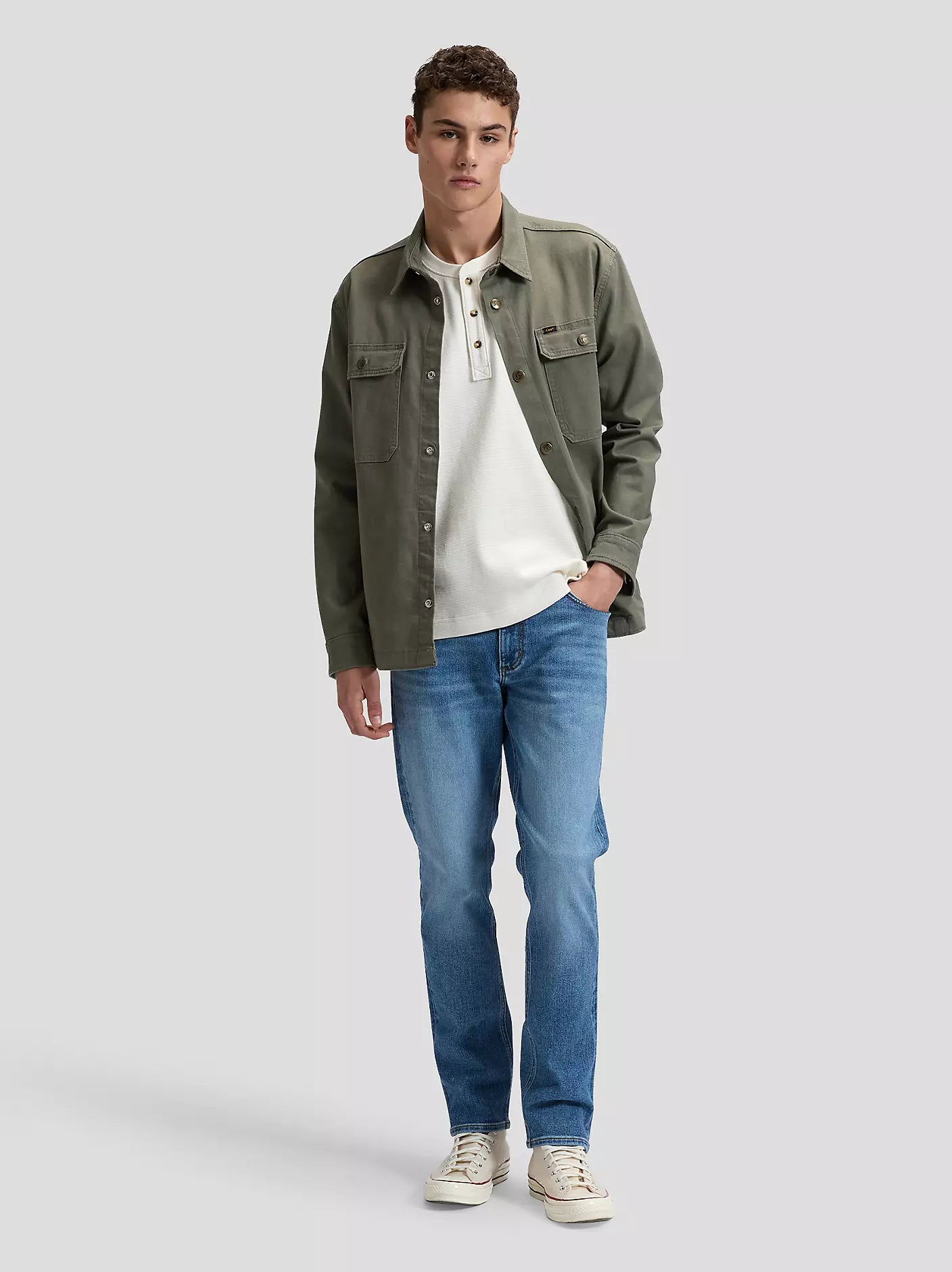 2 POCKET OVERSHIRT LICHEN OLIVE Skyrta