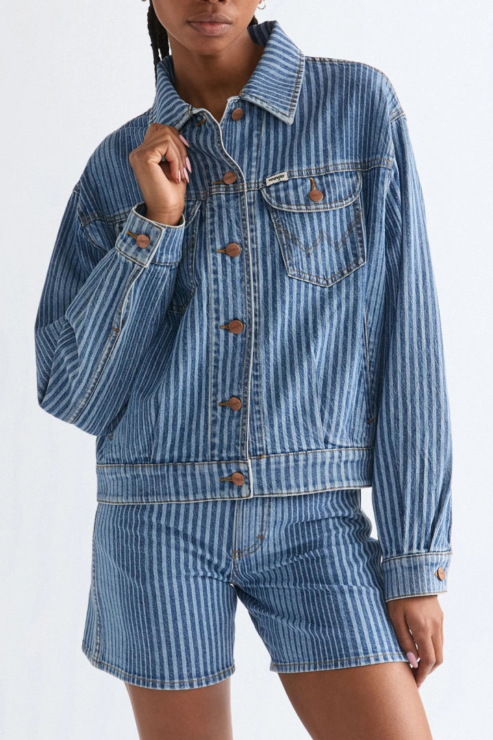 90S MULTISTRIPE gallajakki frá Wrangler með röndóttu mynstri – mynd 3