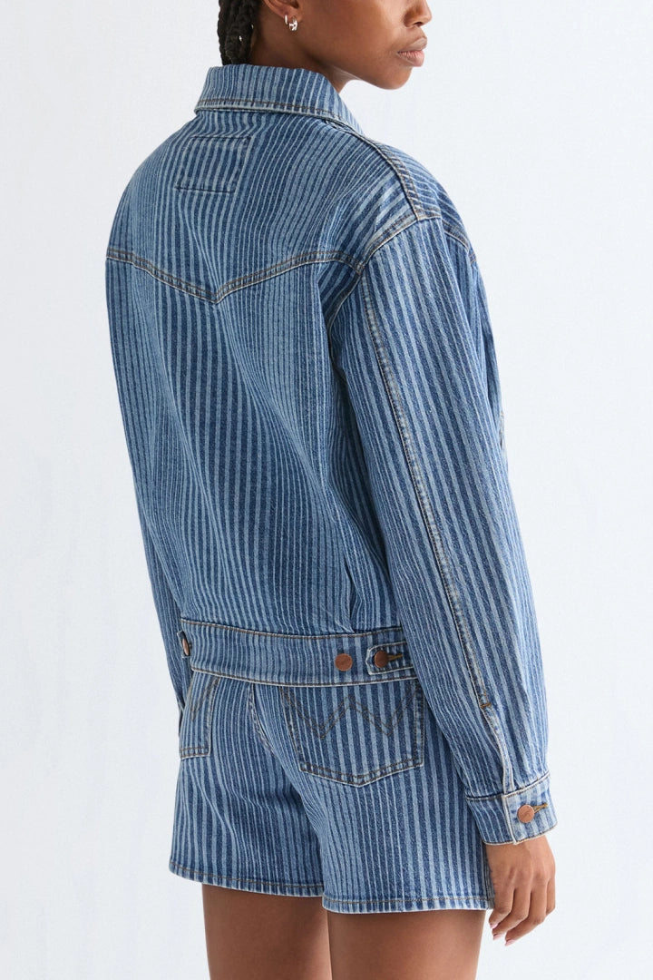 90S MULTISTRIPE gallajakki frá Wrangler með röndóttu mynstri – mynd 4