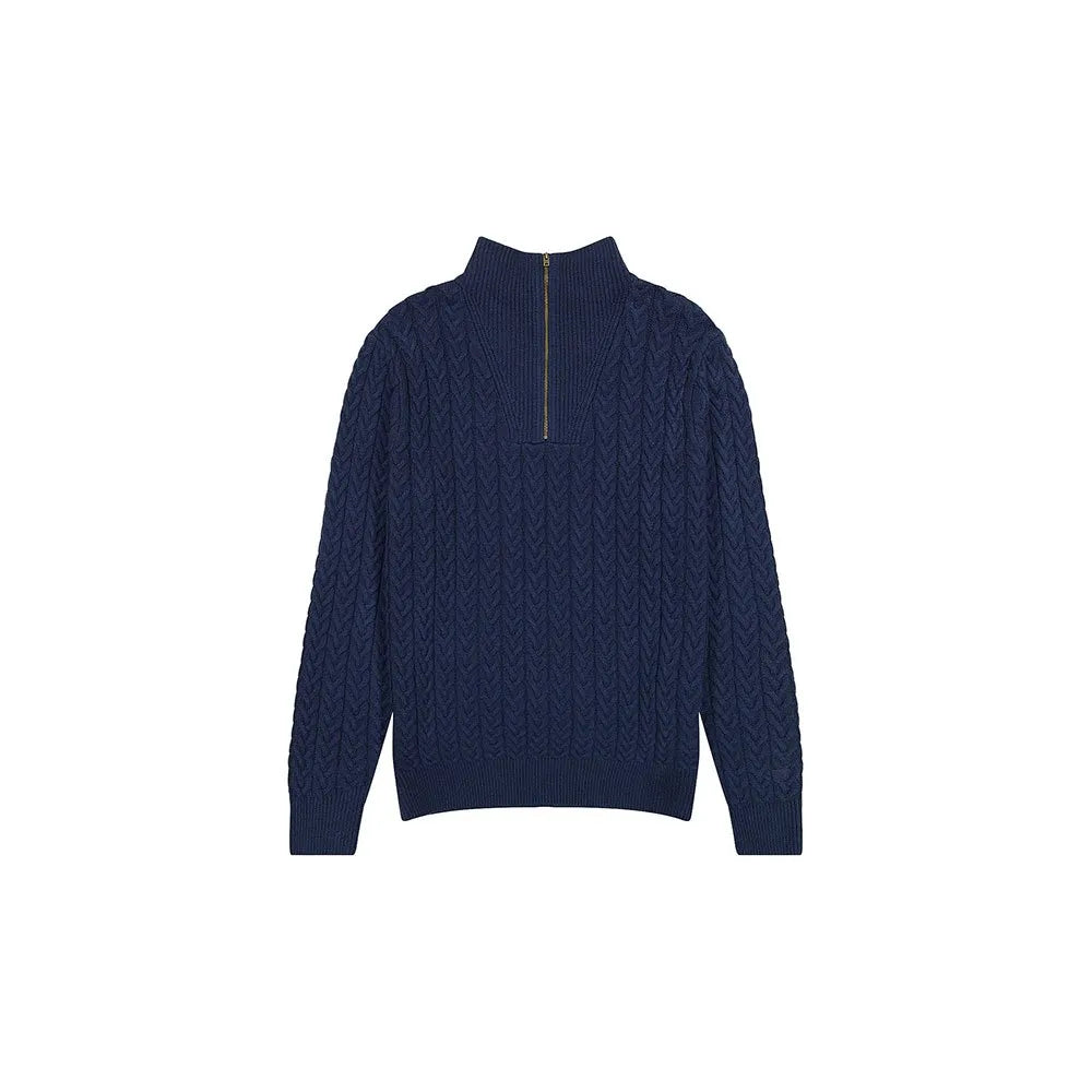 Prjónapeysa með hálfrennilás – Navy