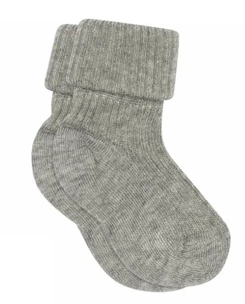 Rifflaðir barnasokkar úr bómull (Grey Melange)