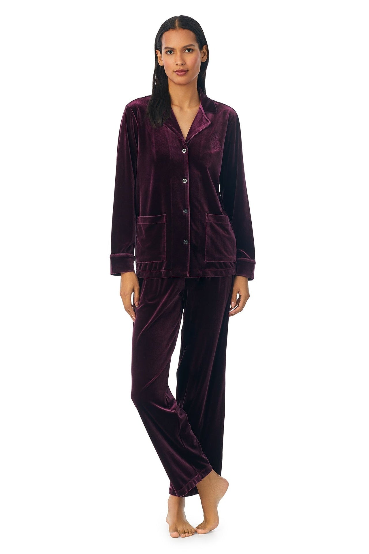 LRL Náttfatasett Burgundy Velúr