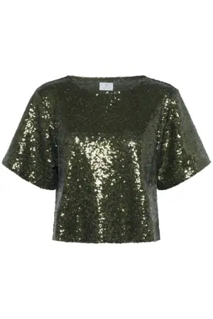 KAmiranda Sequin Blouse-Ivy Green