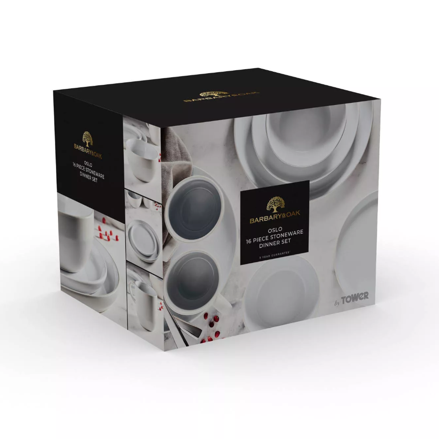 Oslo 16 Piece Dinnerware Set - Complete Service for 4, Modern Tableware Collection