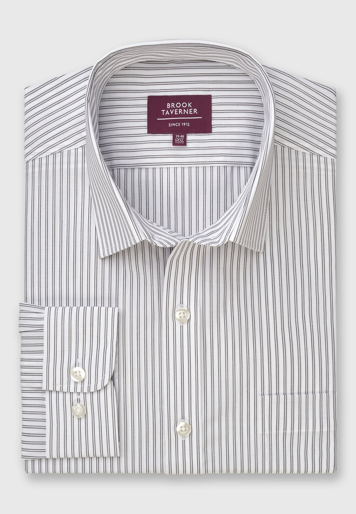 Brook Taverner Herraskyrta Rufina, White/grey