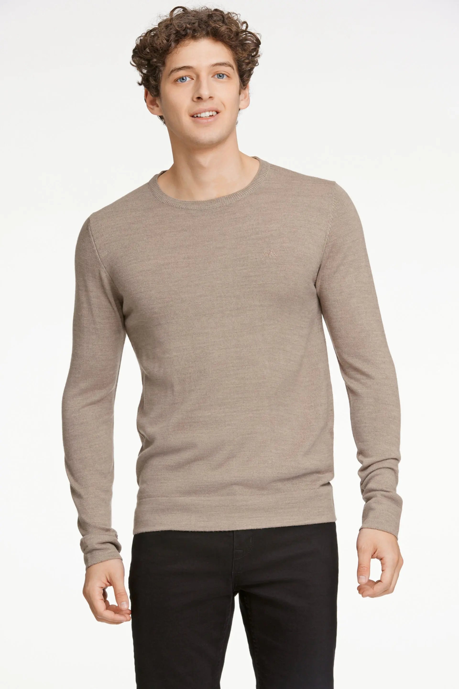 Merino knit o-neck-DK SAND