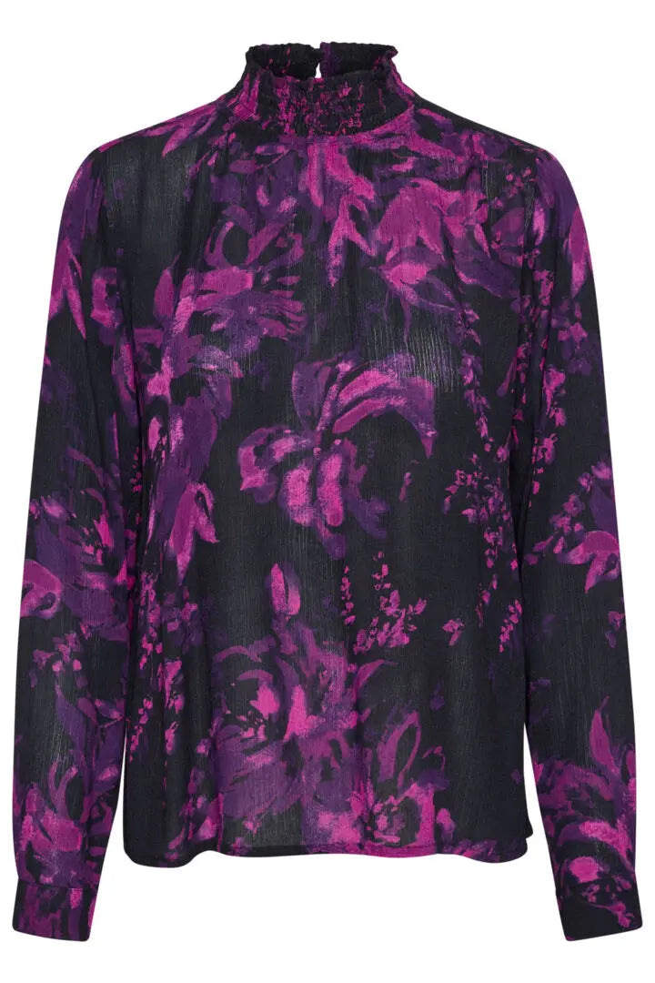 KAamber Sock Blouse Printed-BLACK