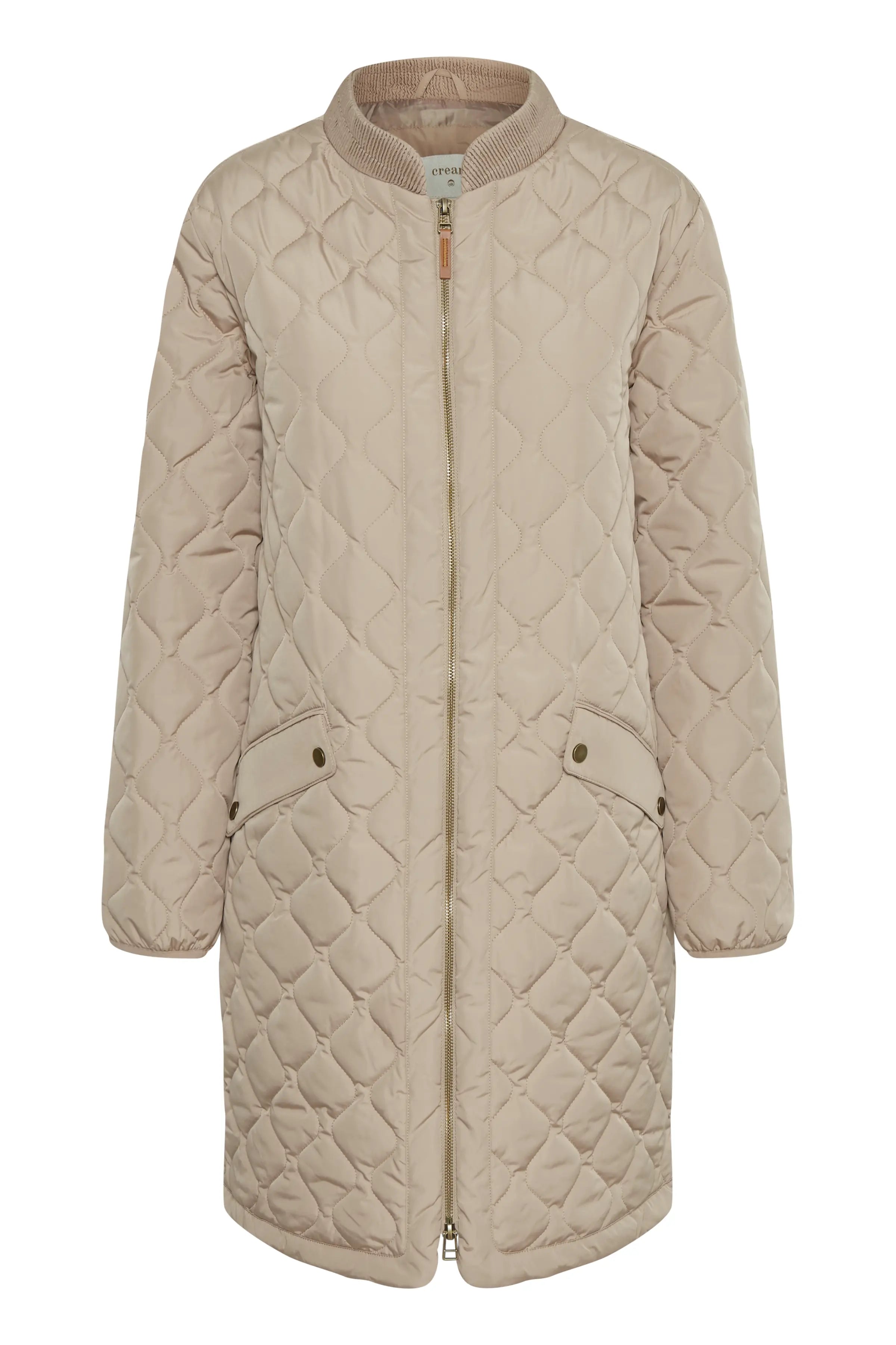 ARWEN stunginn jakki frá Cream í sandlituðum Silver Mink lit, framhlið