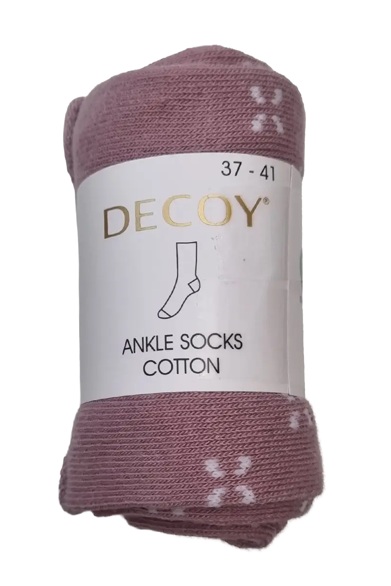 Decoy - ökklasokkar bómul (bleikir með hvítu munstri)