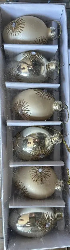 GLSS GLT BURST EGG ORN BOX/6 CRM 6CM