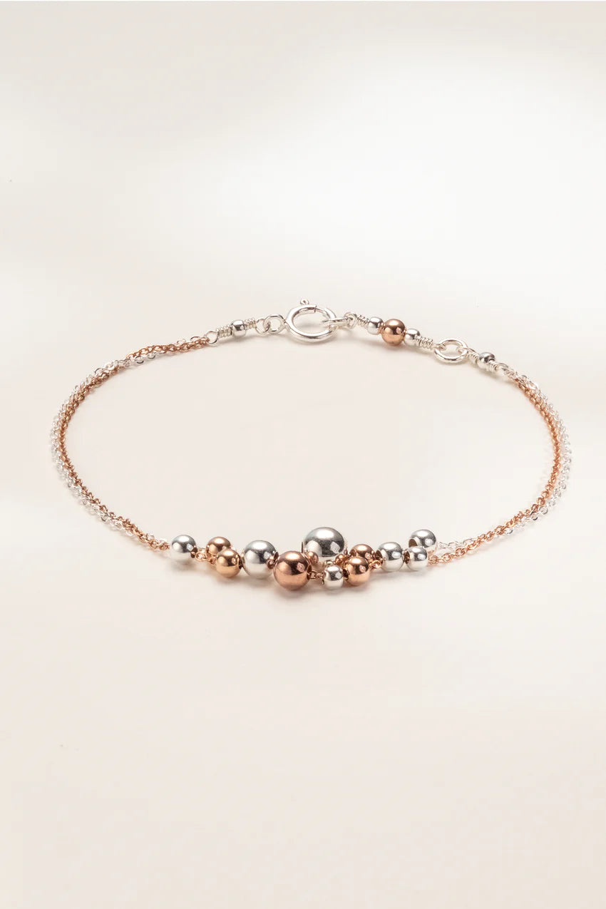BUBBLES armband frá Du Coeur — silfur/rósagull