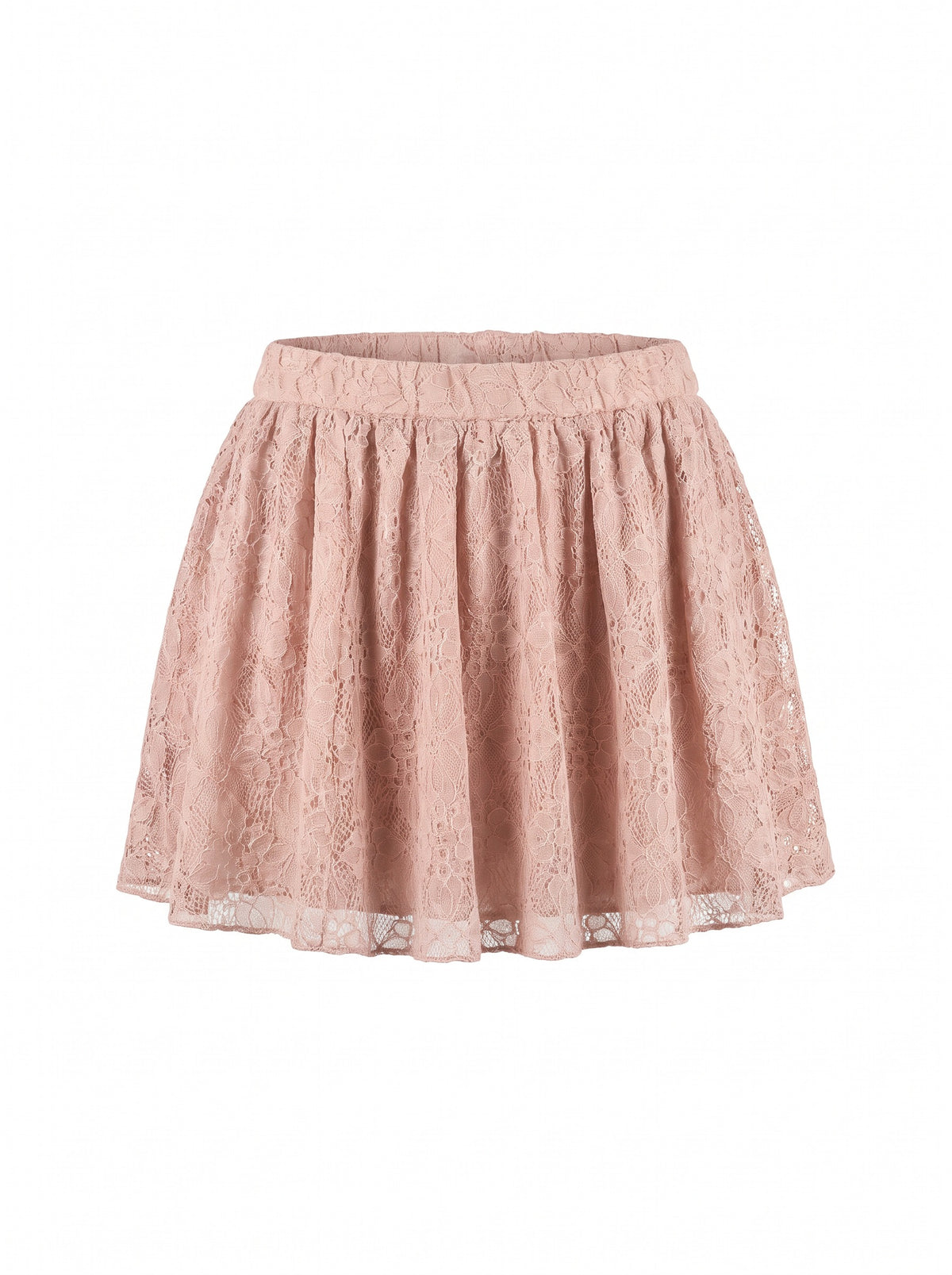 Girl's floral embroidered tulle mini with an A-line shape and elastic waistband