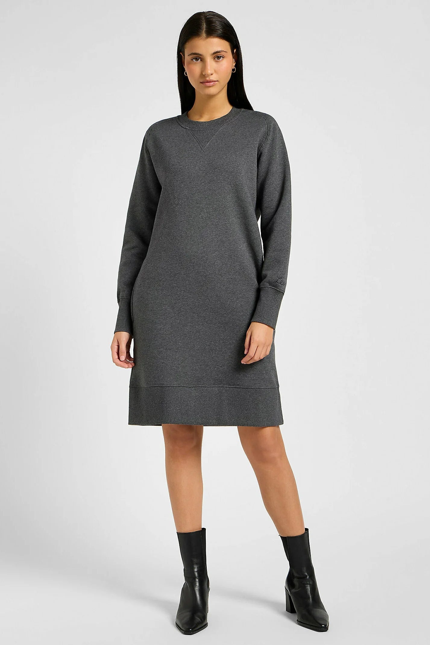 RAGLAN SWEATSHIRT DRESS CHARCOAL HE