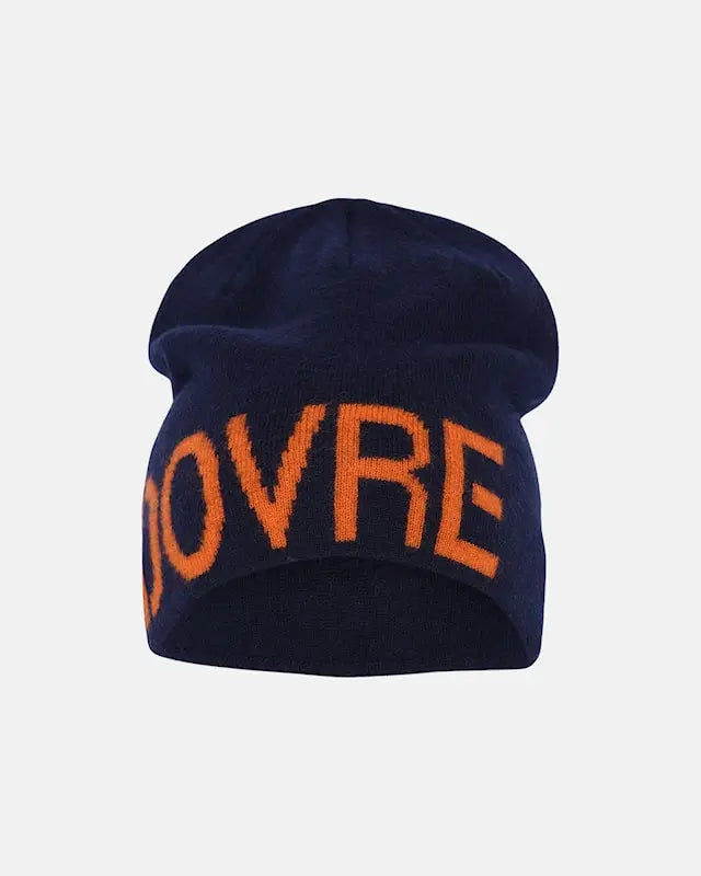 DOVRE Mens Wool Logo Beanie (Blue/Orange)