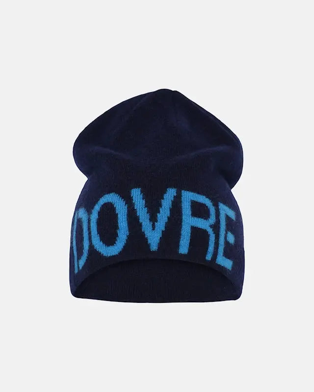 DOVRE Mens Wool Logo Beanie (Navy/Blue)