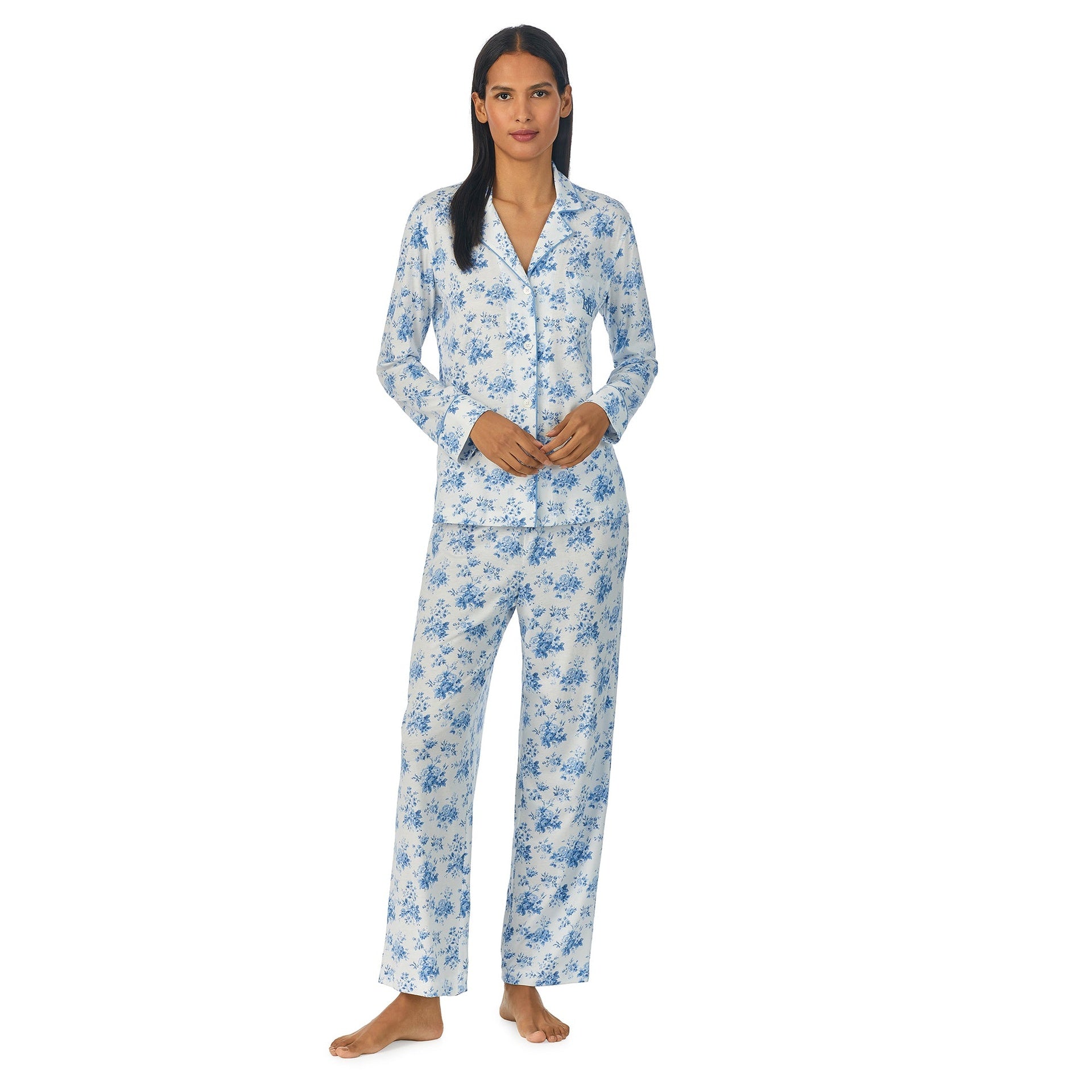 LRL Náttföt Hvít/Blá Floral