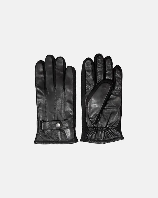Claudio Men's Leather/Knitted gloves (Black)