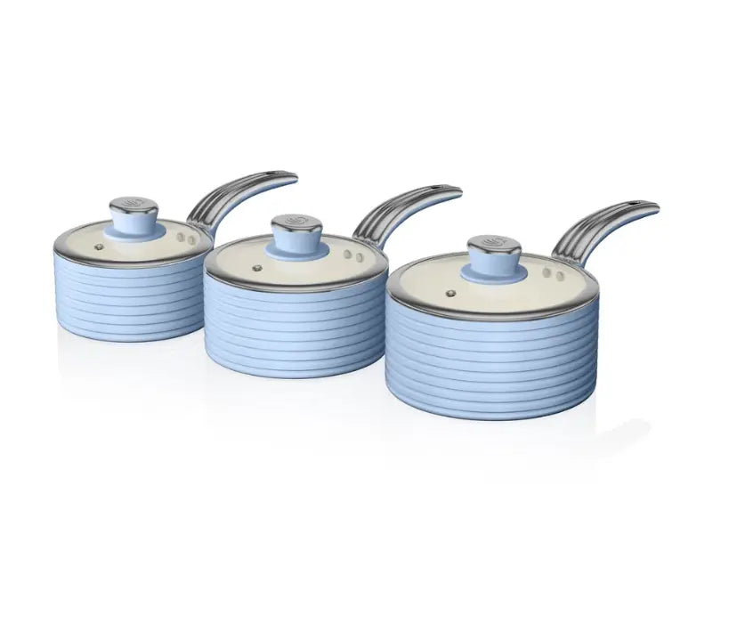 SWAN Retro 3 piece saucepan