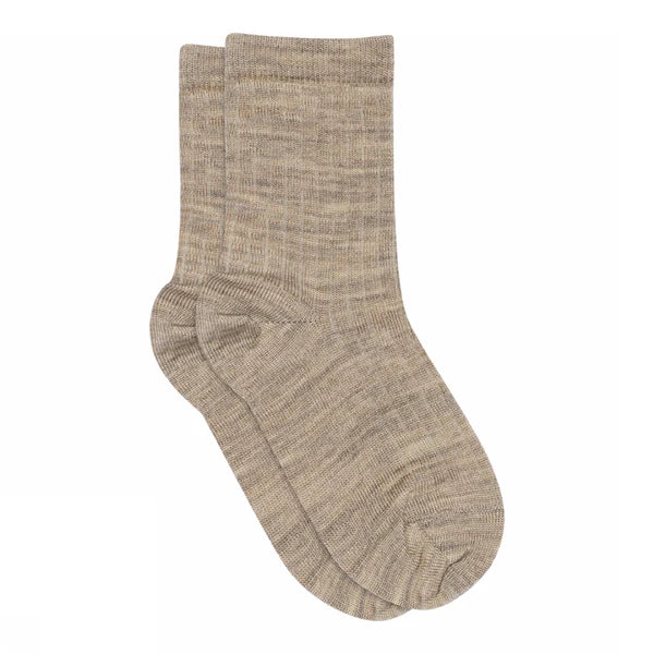 Cotton rib tights (Light Brown Melange)