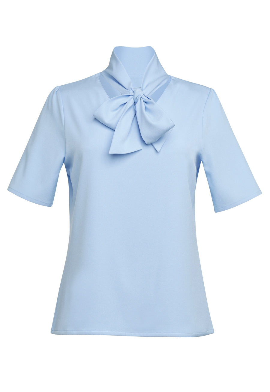 Brook Taverner Blússa Flavia Tie Neck, Himinblár