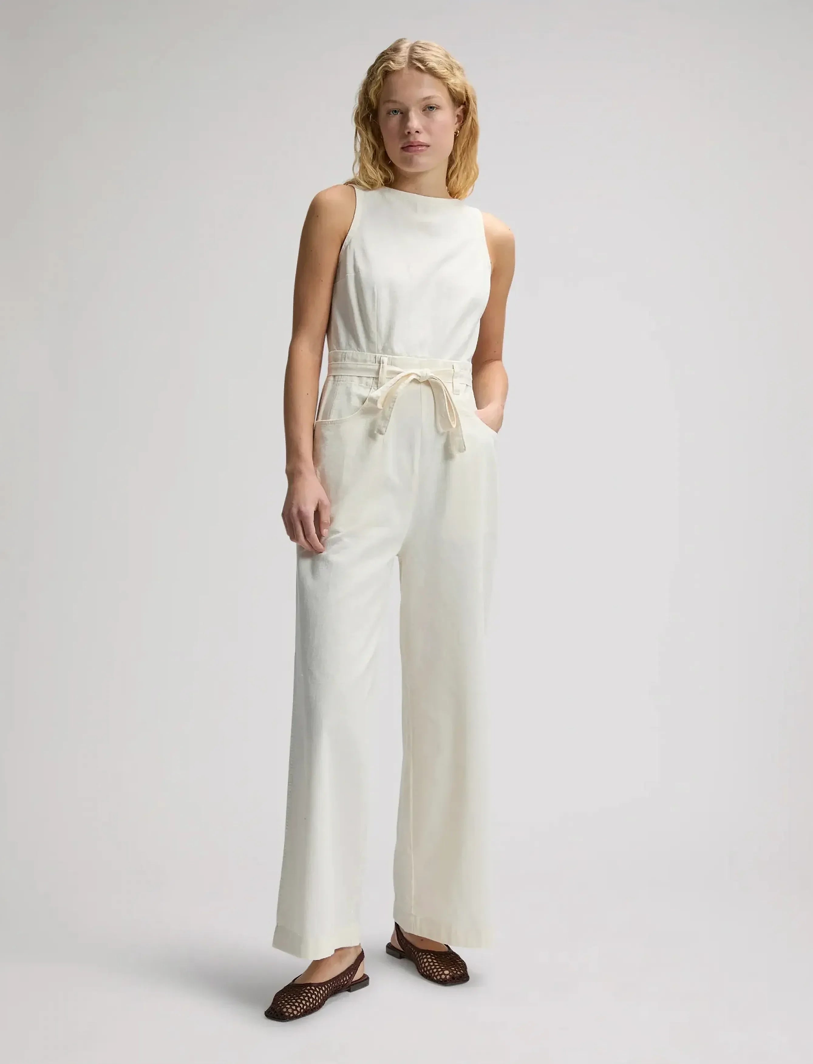 BOATNECK JUMPSUIT NATURAL Samfestingur