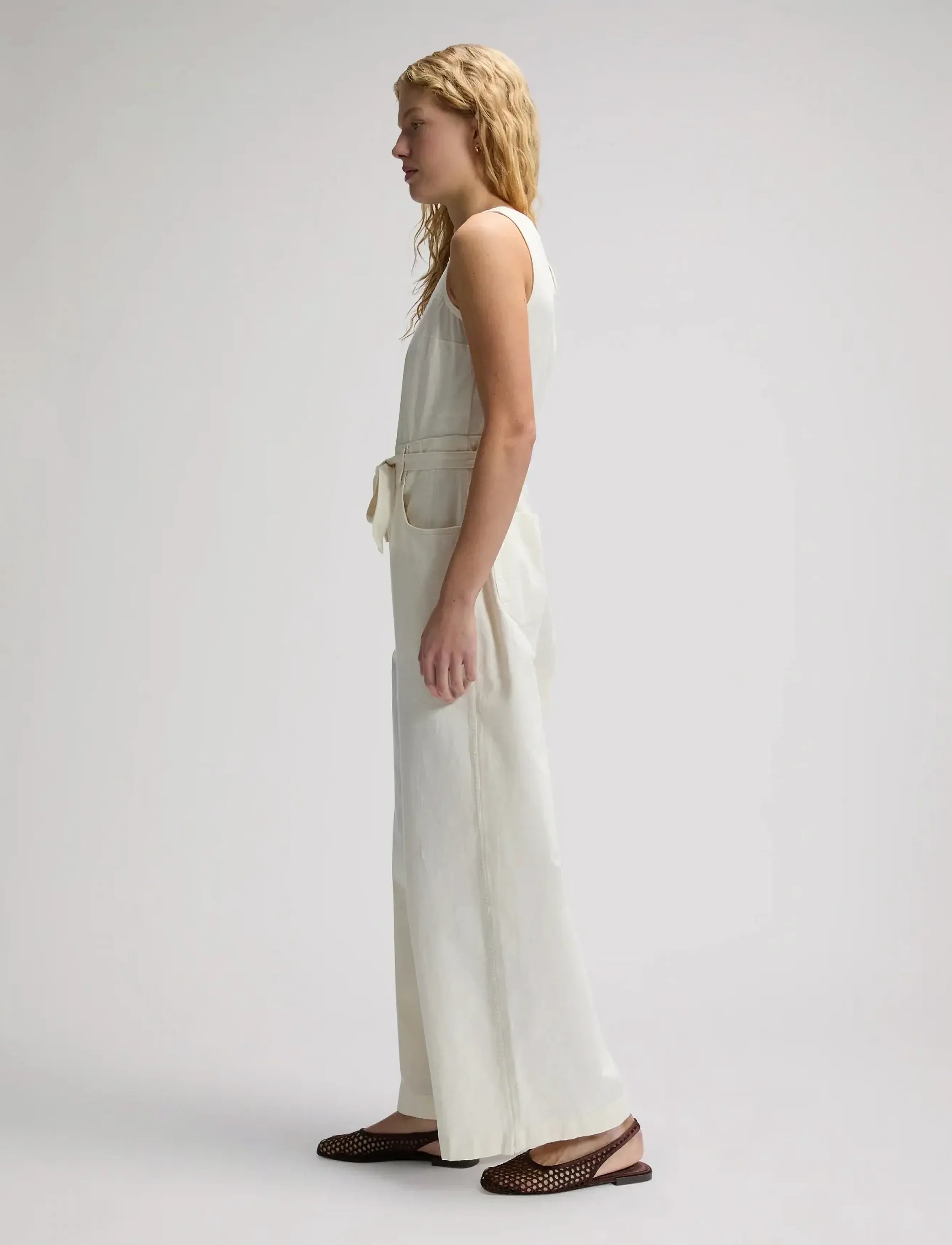 BOATNECK JUMPSUIT NATURAL Samfestingur
