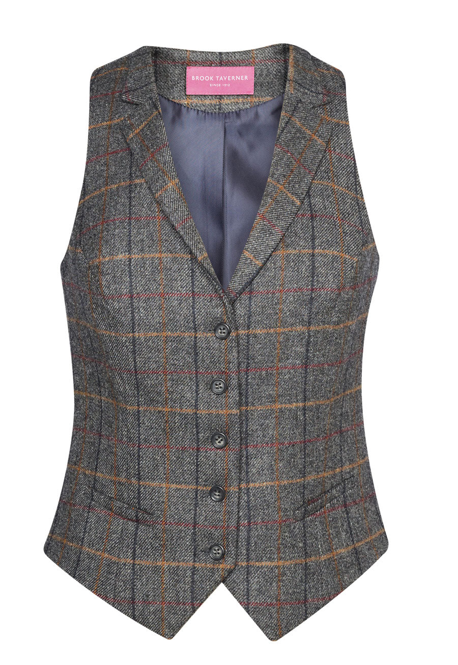 Brook Taverner Dömuvesti Nashville Tweed, Grey/Brown