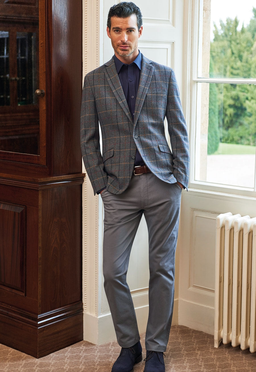 Brook Taverner Herrajakki Quebec Slim Fit Tweed, Grey/Brown