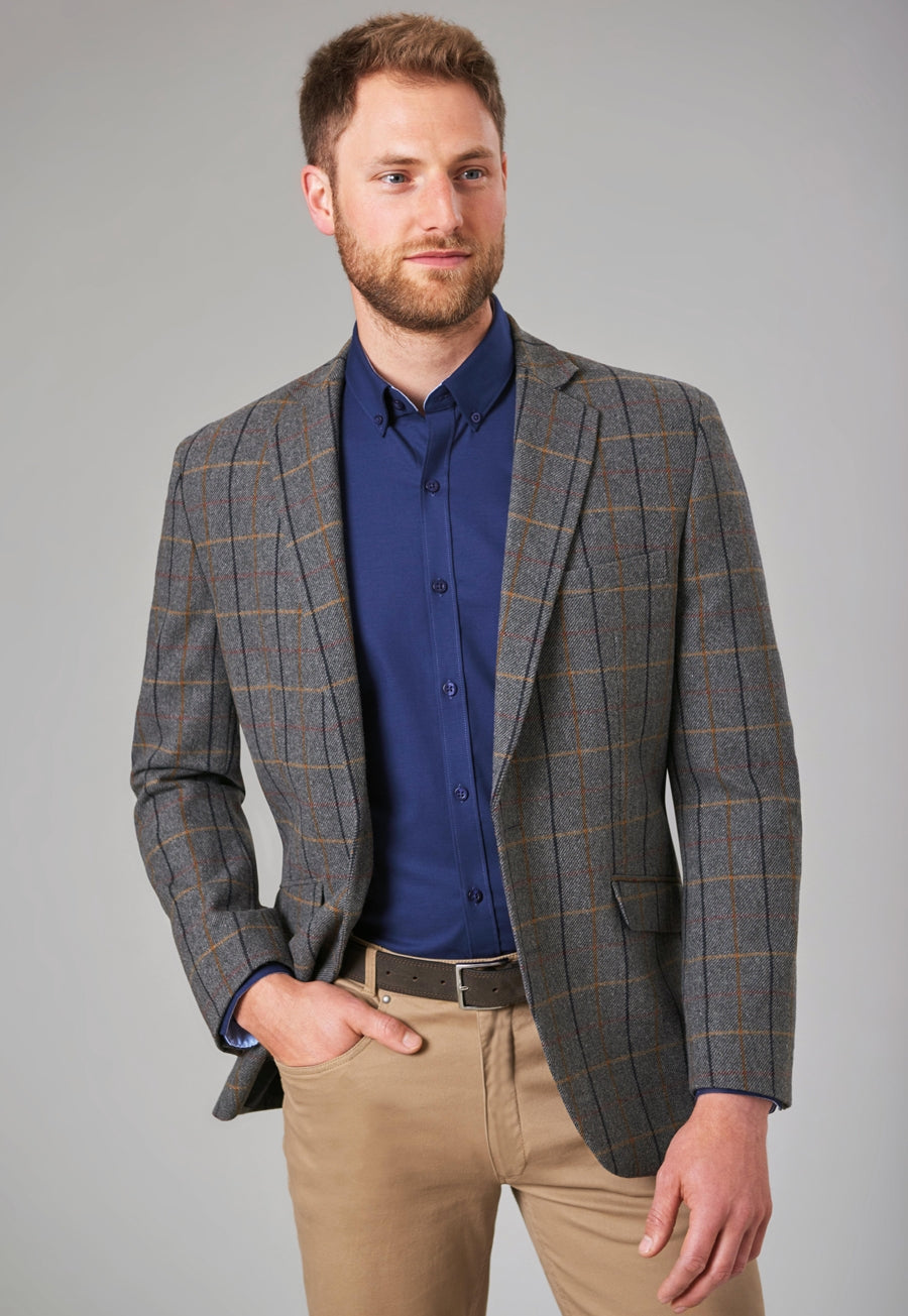 Brook Taverner Herrajakki Quebec Slim Fit Tweed, Grey/Brown