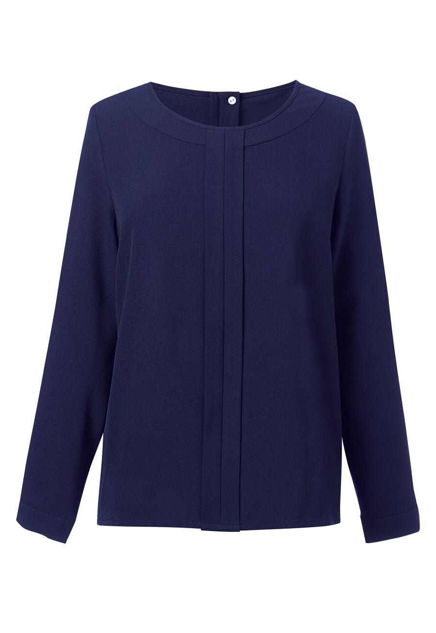 Brook Taverner Blússa Roma Crepe, Dökkblár