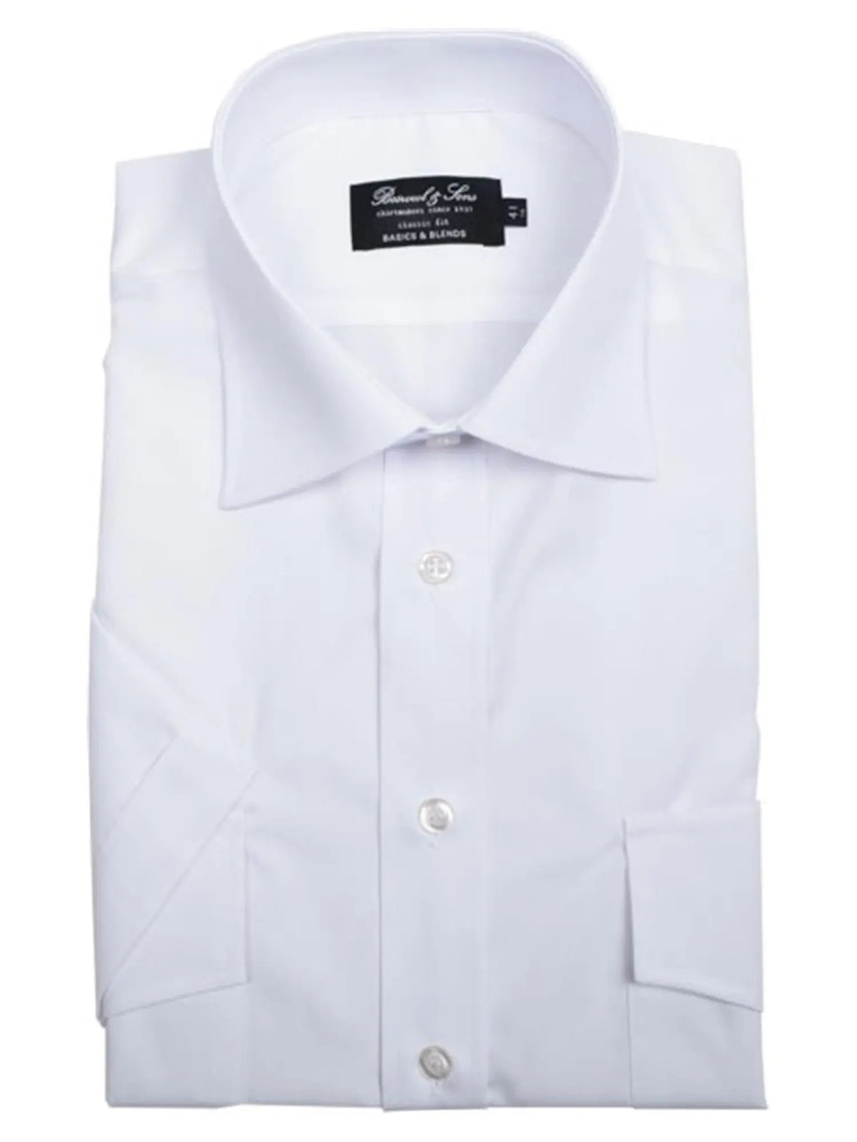 Bosweel Herraskyrta Uniform Classic Fit stutterma, Hvítur