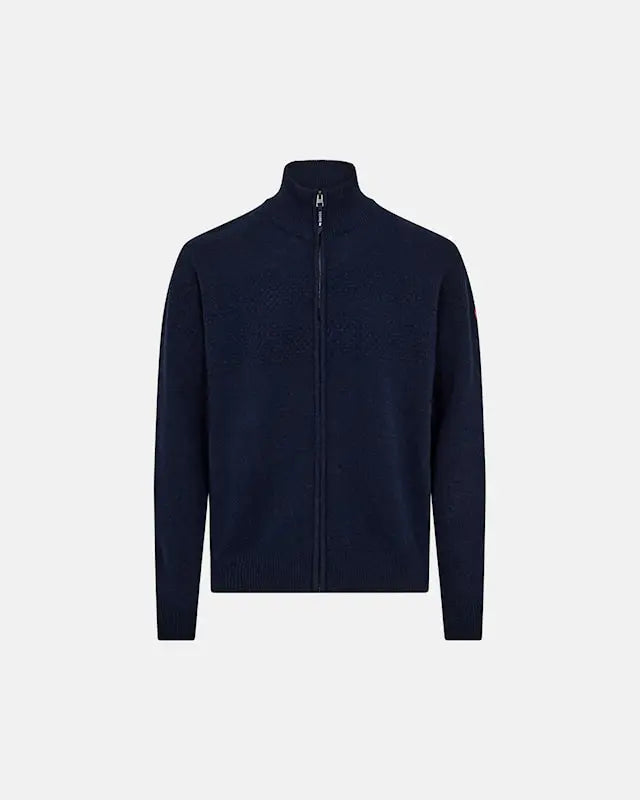 DOVRE FINE KNIT ZIP CARDIGAN (Navy)