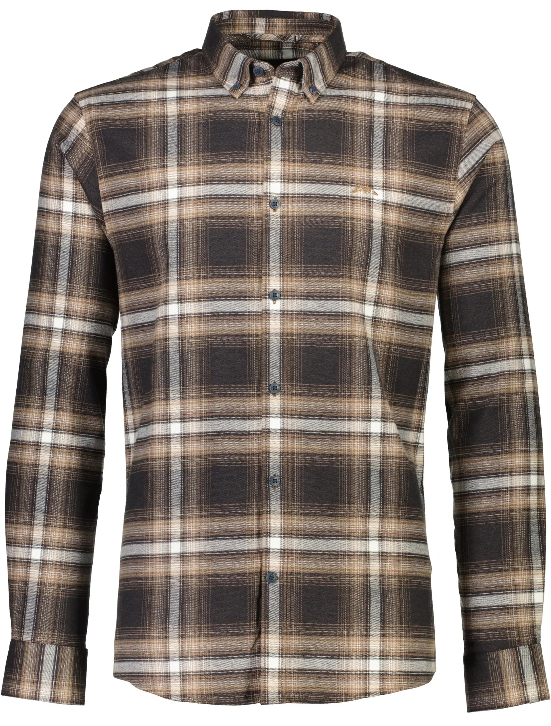 Brushed checked shirt L/S-DK BROWN