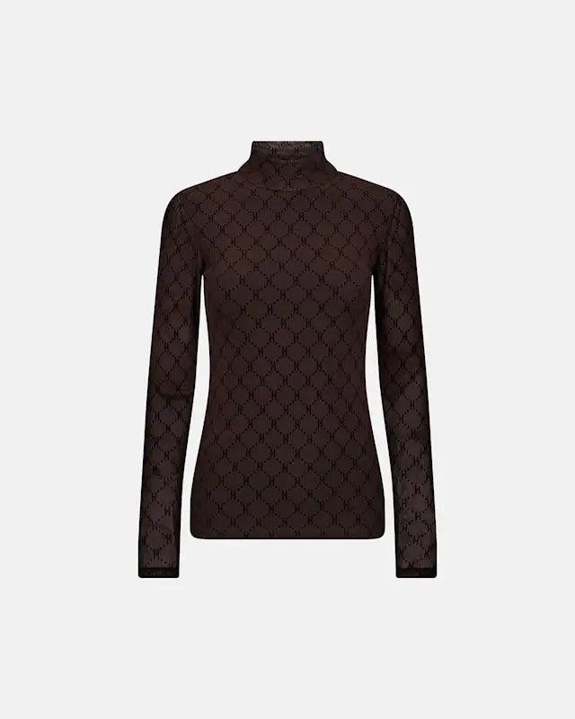 HYPETHEDETAiL mesh high neck-Brown