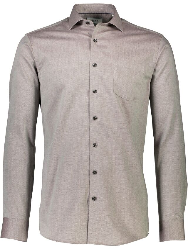 Structure shirt L/S-DK BROWN