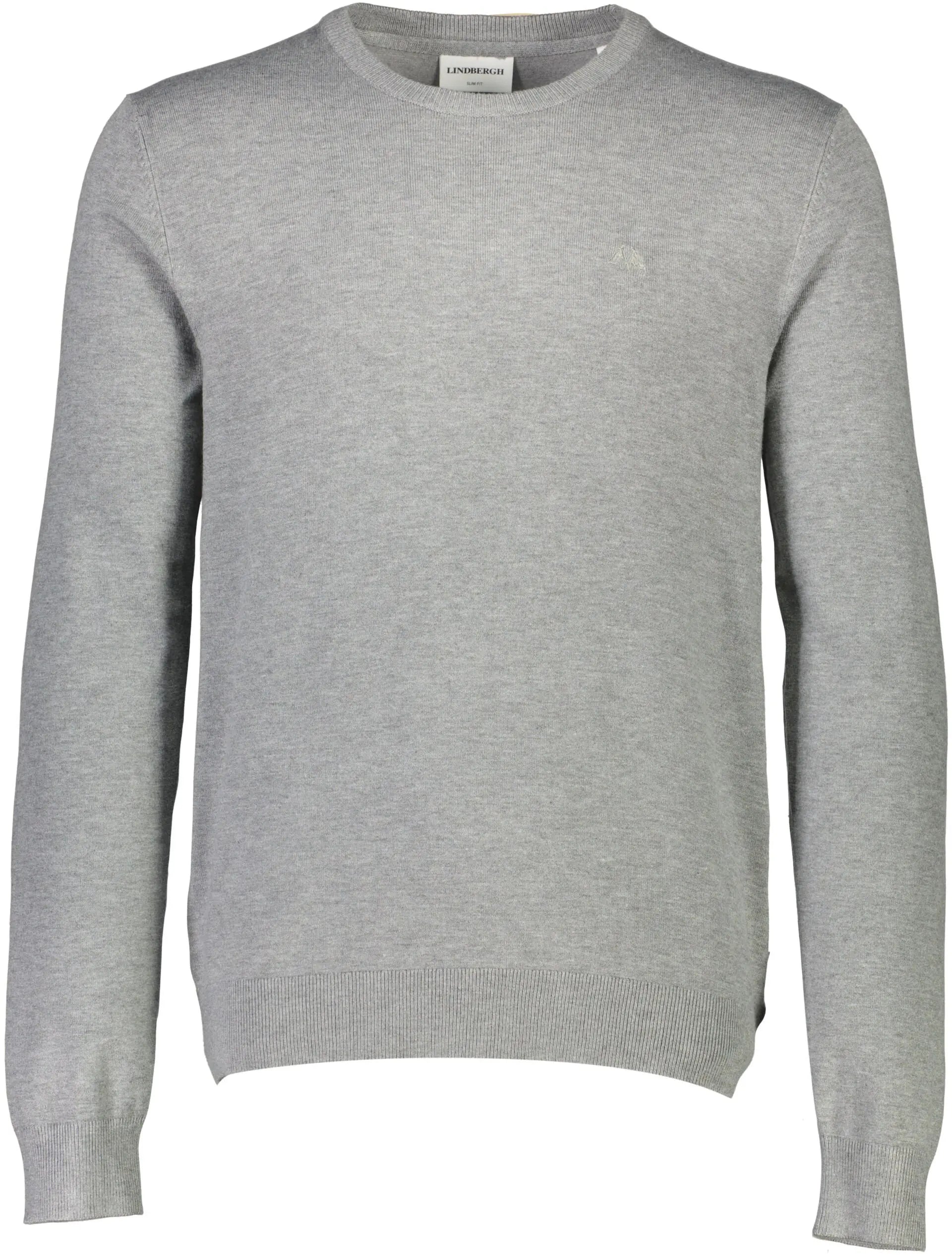 Ecovero L/S o-neck knit-GREY STONE MIX