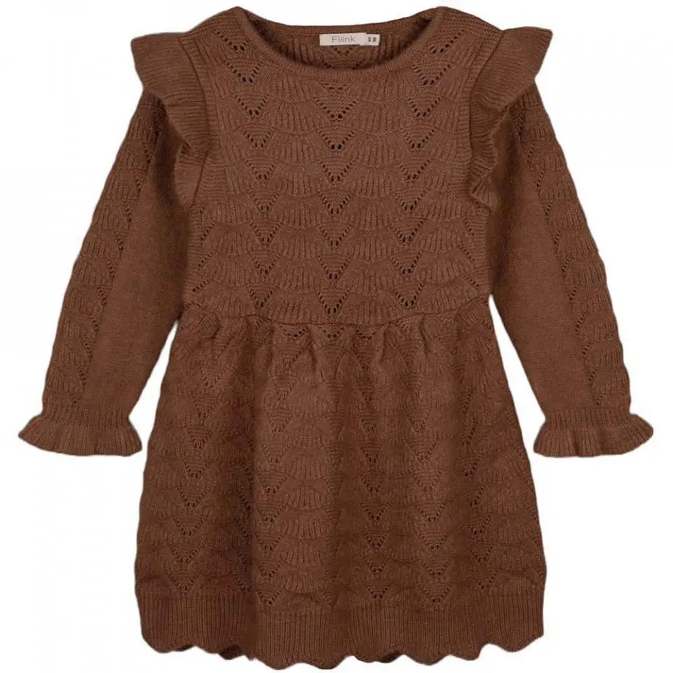 FLIINK - BENNA NEW RUFFLE DRESS (CAROB BROWN)