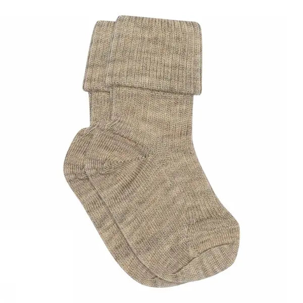 Wool rib baby socks (Light Brown Melange)