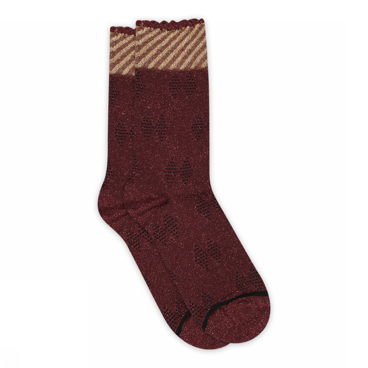 Flora glitter socks-Wine Red