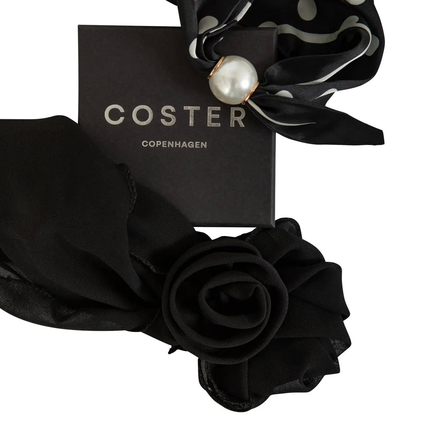 Small scarves - 2 pack-Black flower/Dot mix print