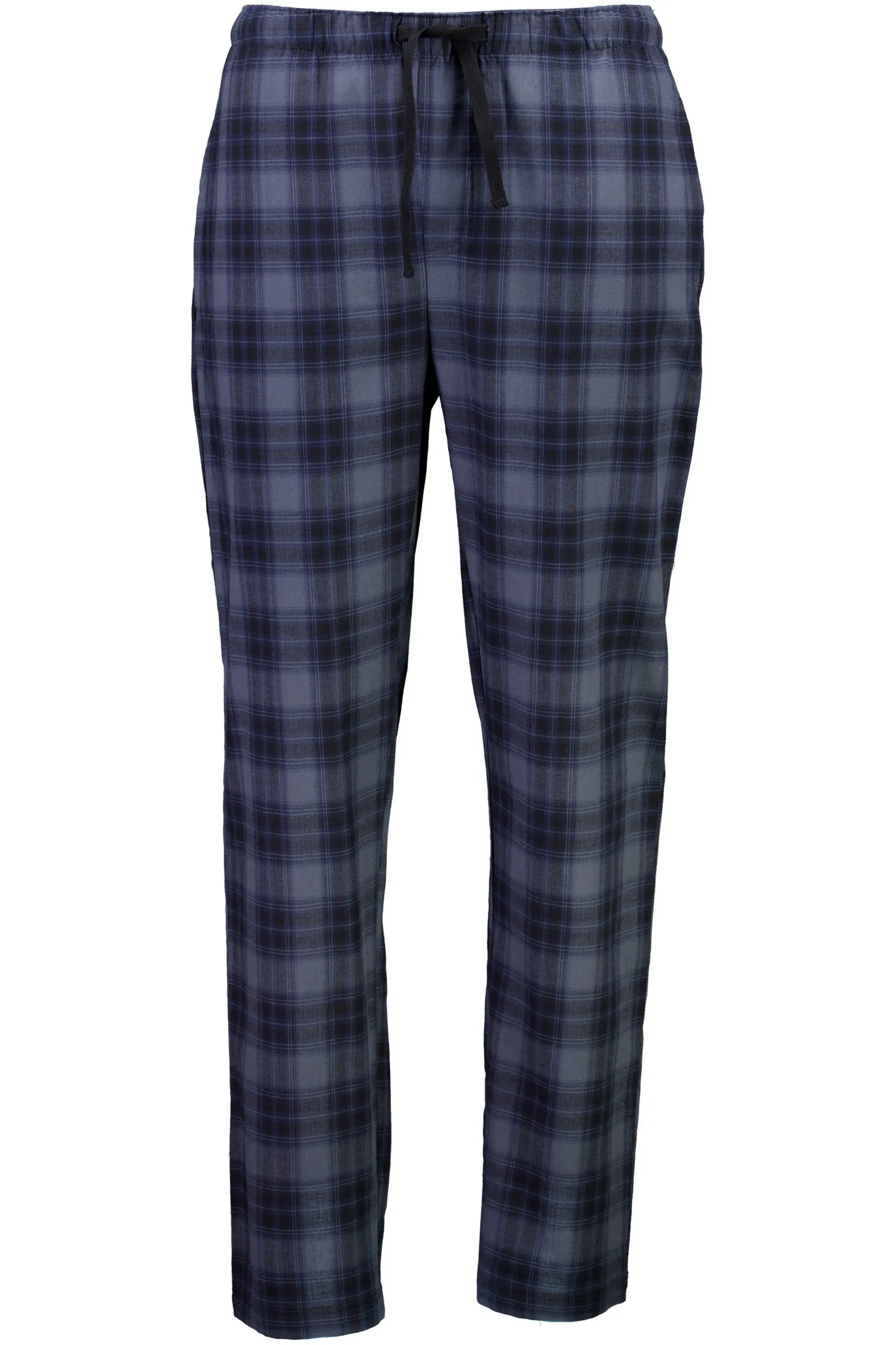 Herringbone checked brushed pyjama pants-DK BLUE