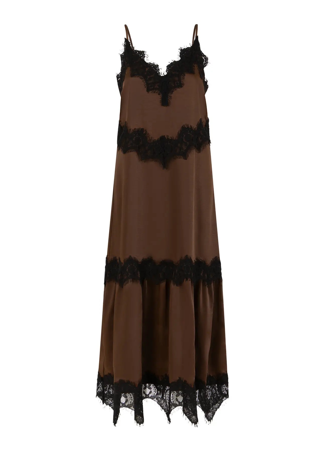 Dress with lace detail-Dark Brown
