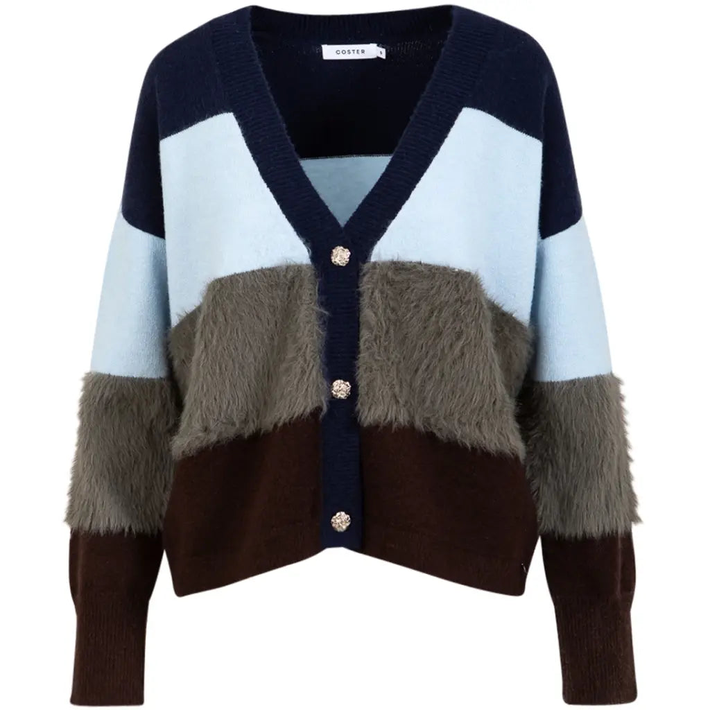 Colorblock knit with furry sleeves-Mix