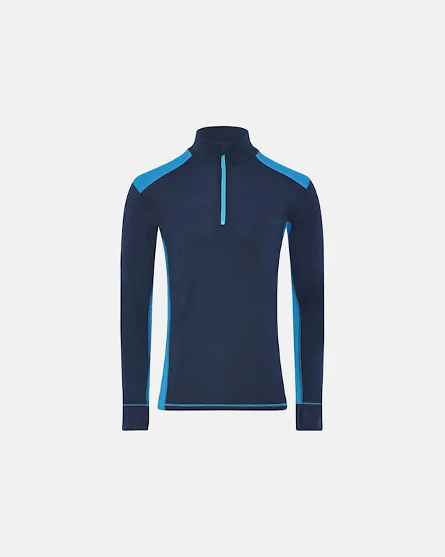 DOVRE wool LS shirt with zip (Blue)
