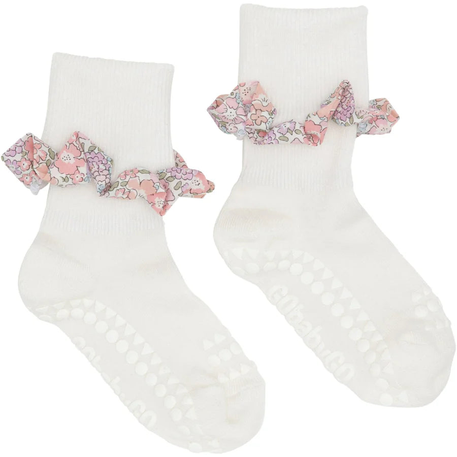 Baby Socks Non Slip Bamboo (OffWhite/MichellePink) 3-4y