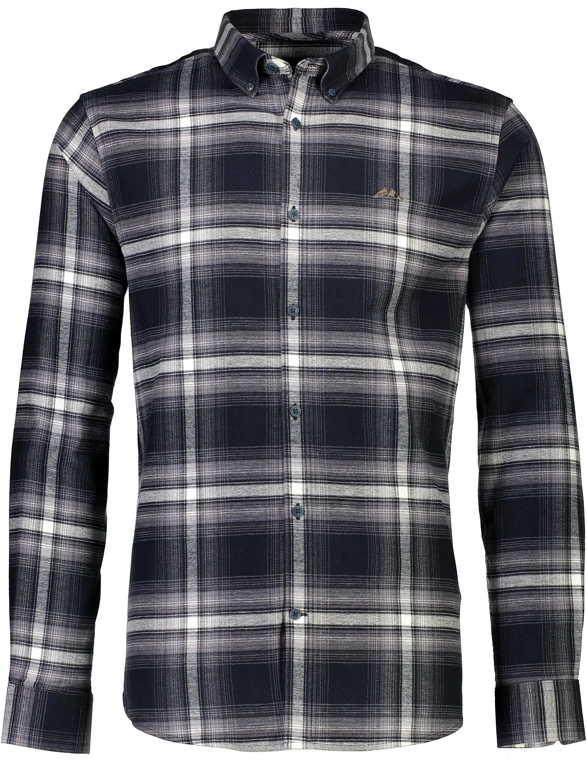 Brushed checked shirt L/S-BLACK