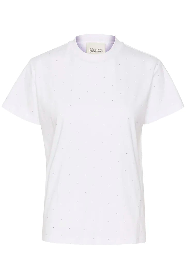 HanneMW RhinestONE Tee-WHITE